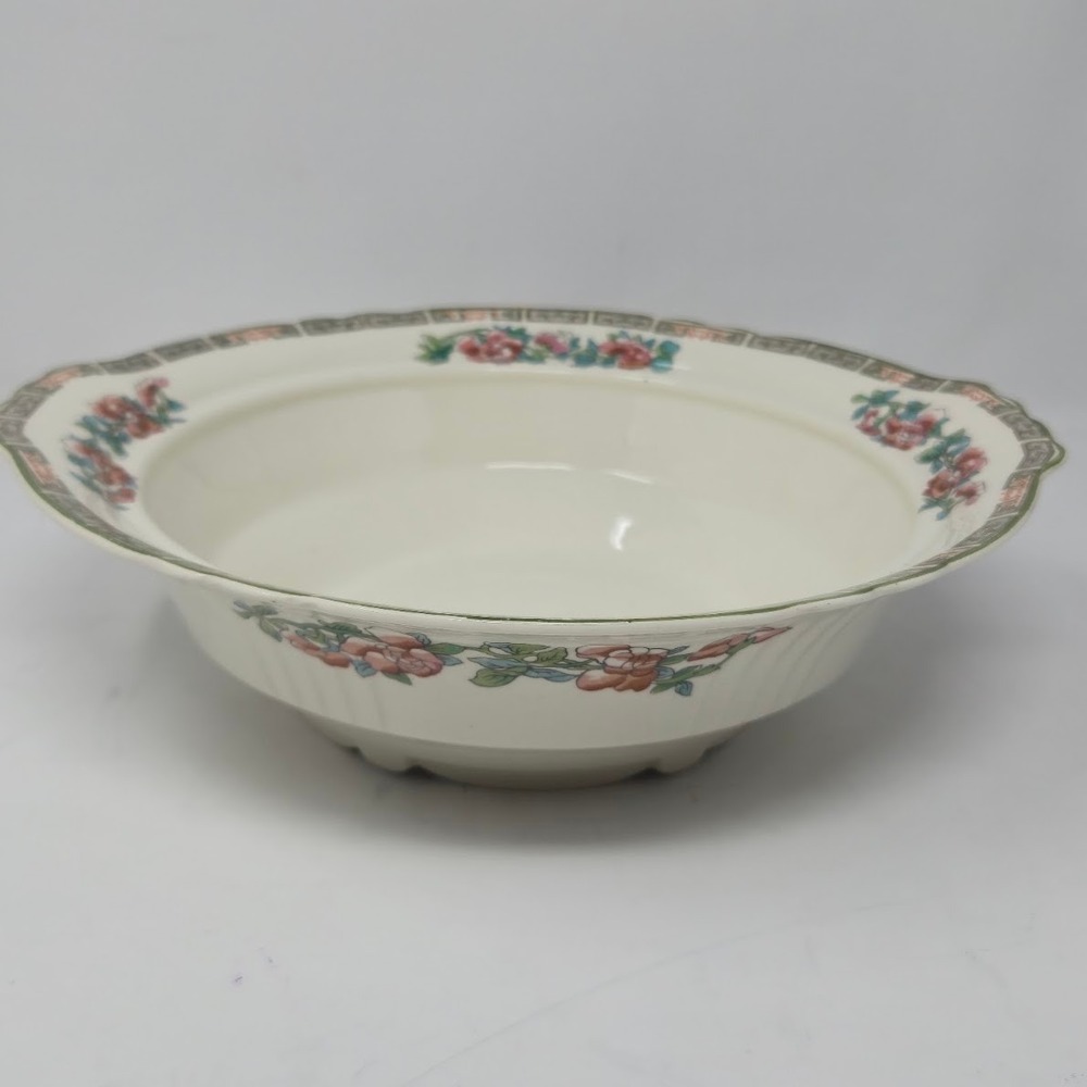 Vintage Myott Staffordshire England Floral Serving Bowl 9" Scalloped Rim Dish